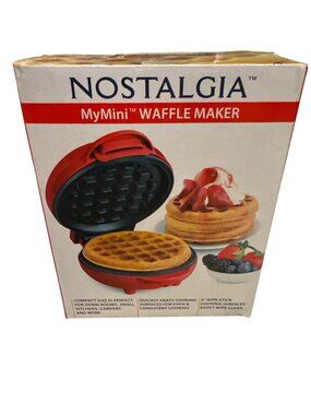 Nostalgia MyMini Waffle Maker Red Personal Electric 5" Non-Stick Chaffle